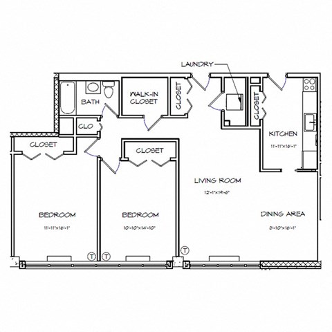 a floor plan of a house with a combination of bedrooms and a living room